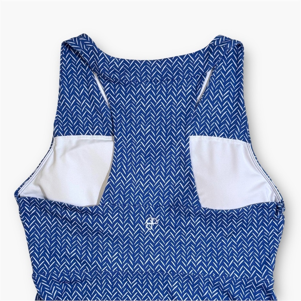 Krimson Klover Piper Dress Large Blue UPF 40 Stretch Athletic Bra Pockets Midi - Picture 6 of 13